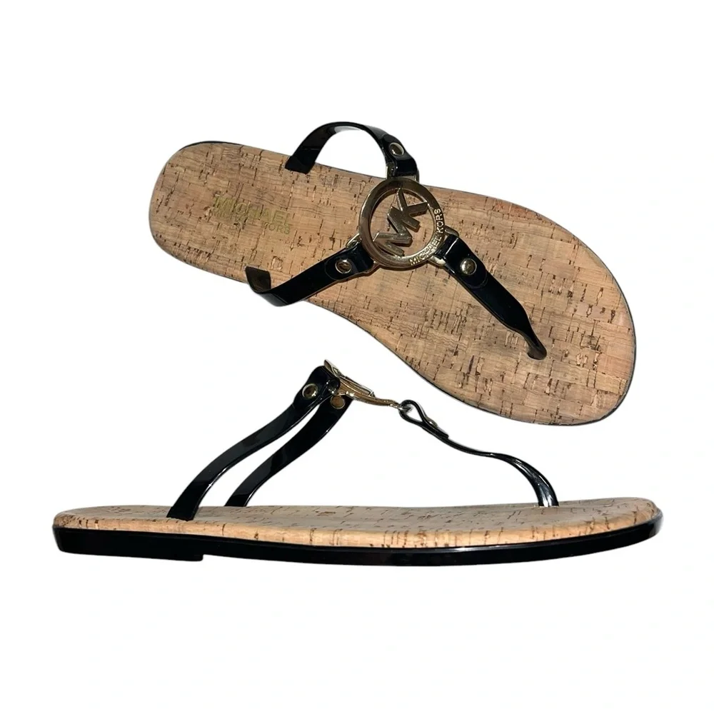 Michael Kors Black Jelly and Cork MK Sandals - Picture 8 of 11